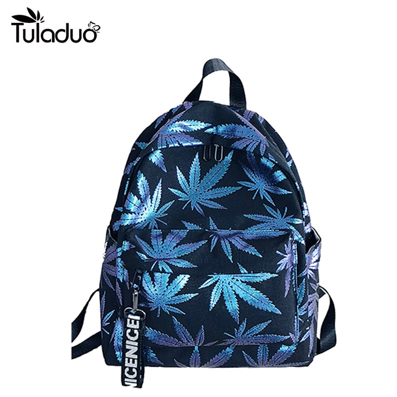 Новинка 2020 школьные рюкзаки с принтом листьев Женский дорожный рюкзак