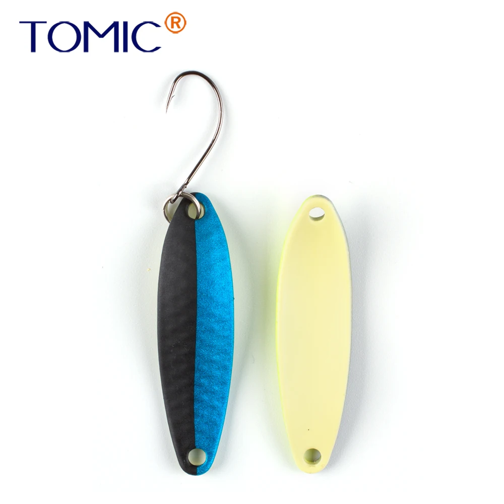 Tomic 5g stream trout area fishing spoons metal bait long casting narrow glowing colors freshwater hard lures spinner | Спорт и