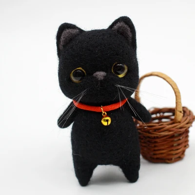 Black cat Материал из шерстяного войлока сумка для взрослых ручной работы DIY кошка подарки на день рождения - Цвет: Black cat