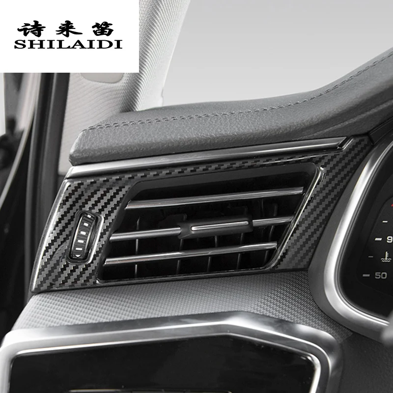 

Car Styling Carbon fiber AC Front air Outlet Trim Frame Decoration Stickers Covers For Audi A6 C8 2019 Interior Auto Accessories
