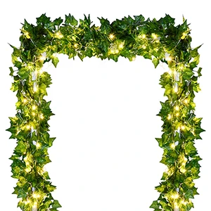 2m 2m 20 LEDs Warm White Artificial Leaf Lights Copper Battery Powered for Christmas Party Wedding Garden decoration - Испускаемый цвет: 2m