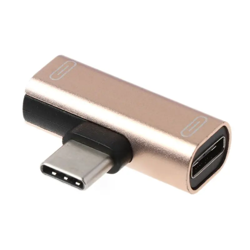 Золотой Двойной тип C USB-C наушники аудио зарядка зарядное устройство адаптер сплиттер конвертер для Xiaomi 6 6X8 Note3 Mix 2 huawei mate - Цвет: Золотой