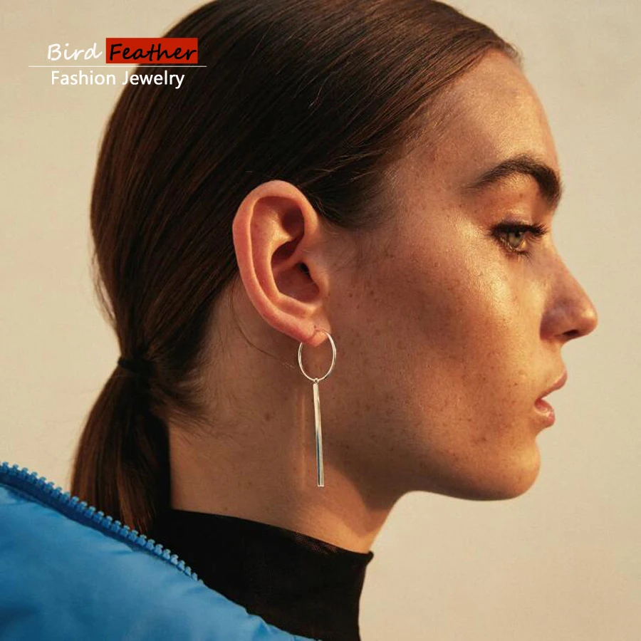 Женские Геометрические серьги золотого цвета простые круглые металлические