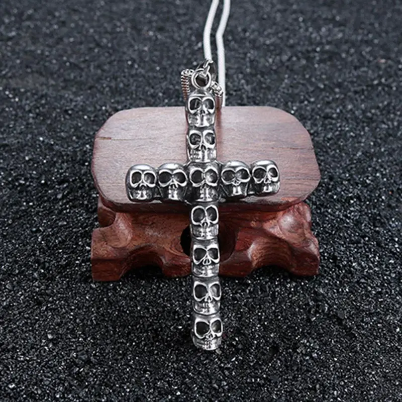 ZFVB Скелет Череп Крест Подвески ожерелье мужские 316L нержавеющая сталь ПАНК