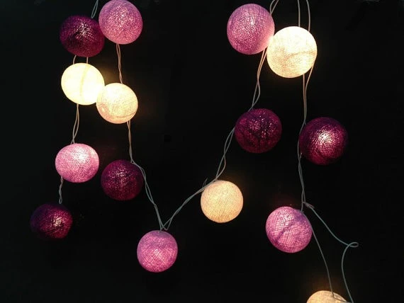 Гирлянда с хлопковыми шариками пурпурного цвета 20 шт./компл. сказочное украшение