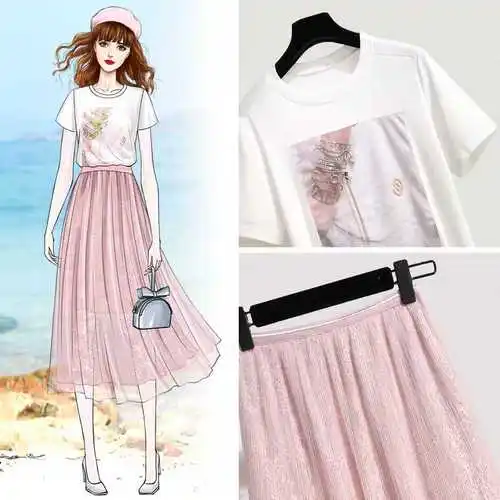 Женский костюм с юбкой в стиле французской Хепберн летний пуловер короткими