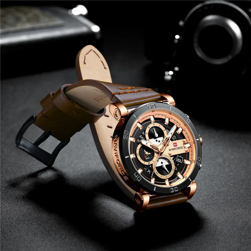 Relogio Masculino NAVIFORCE мужские часы Топ бренд Роскошный хронограф военные спортивные