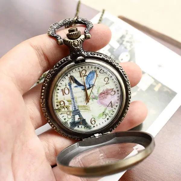 2016 Круглый Relojes Reloj Женщины Бизнес Часы Кварцевые Новая Роза Птица Ретро Башня
