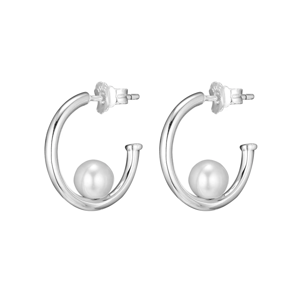 

Contemporary Pearls Hoop Earrings Sterling silver Jewelry Earrings For Woman Valentine's day Gift Fashion Earrings