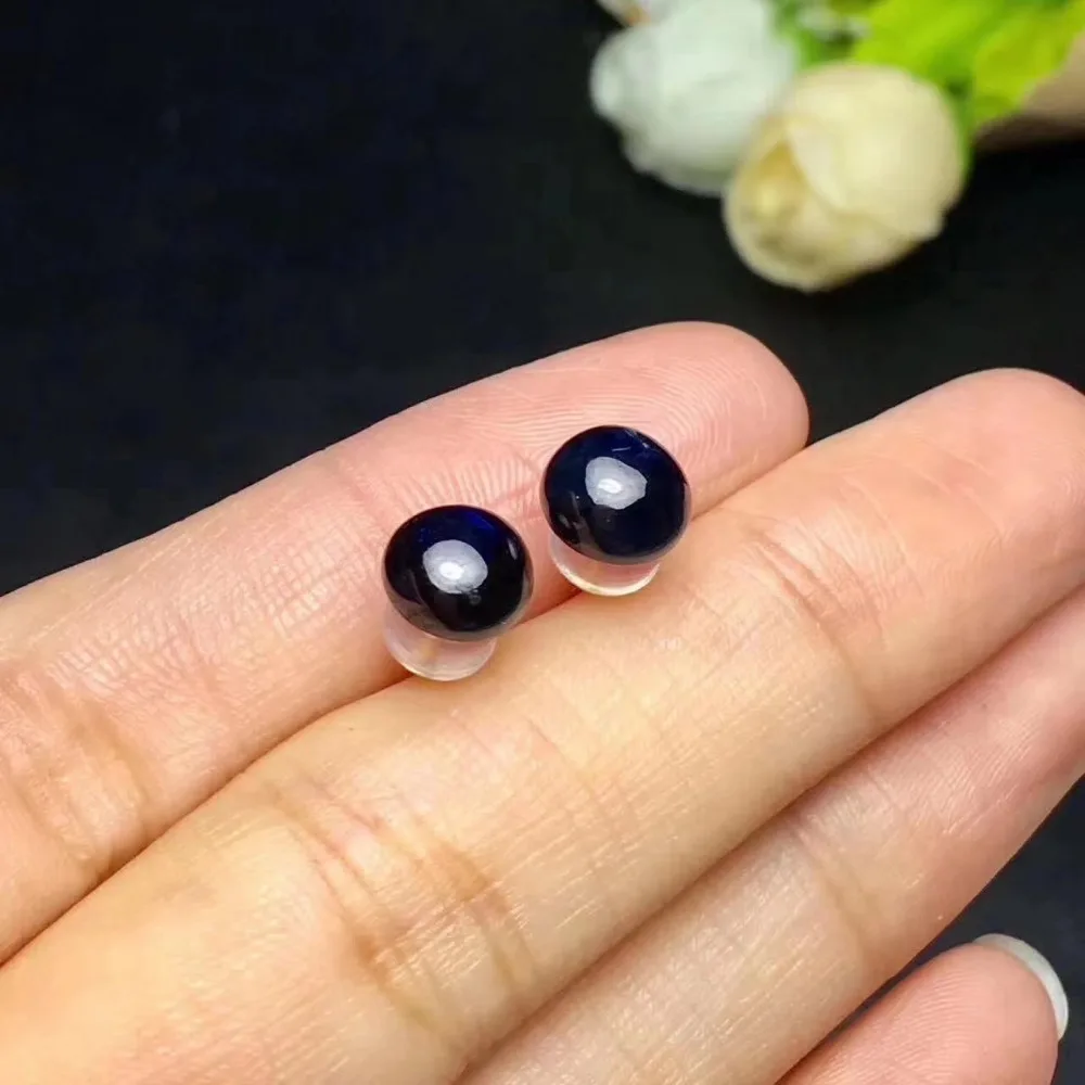 Fidelity натуральный 7 мм сапфировый камень серьги гвоздики 18 К желтое золото круглые