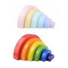 Деревянные игрушки Монтессори, 6 шт., радужные блоки для макарон, игрушки для детей, Детский конструктор, стопка игрушек блоков, подарок на день рождения