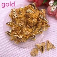 50pcs hollow flower findings cone end beads cap filigree diy jewelry making