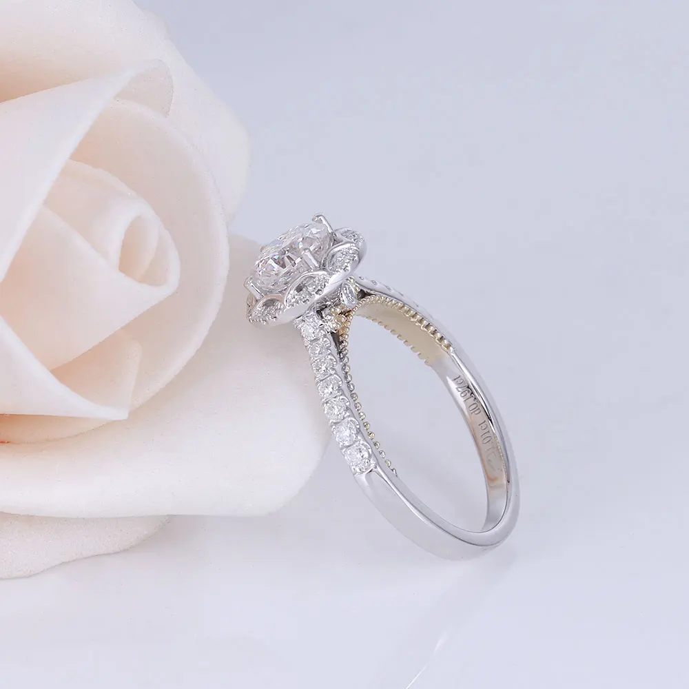 Помолвочные кольца Transgems 14K 585 белое и желтое золото 1ct 6X6mm F цветные Восьмиугольные