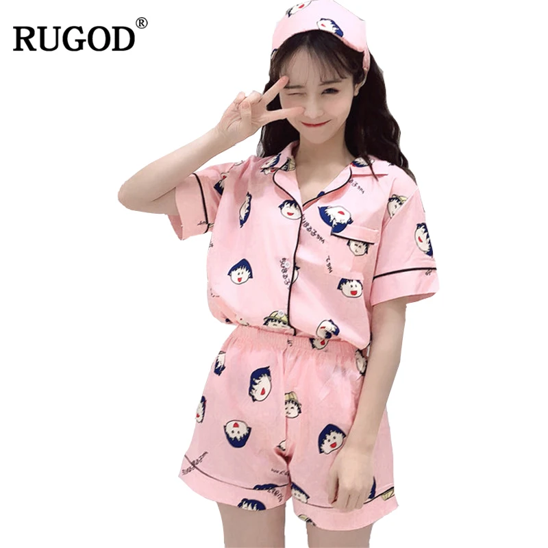 Женская трикотажная пижама RUGOD хлопковая полиэфирная Пижама с коротким рукавом