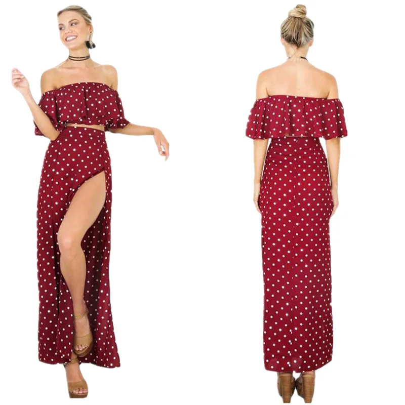 Модный женский комплект из 2 предметов в горошек укороченный топ с вырезом