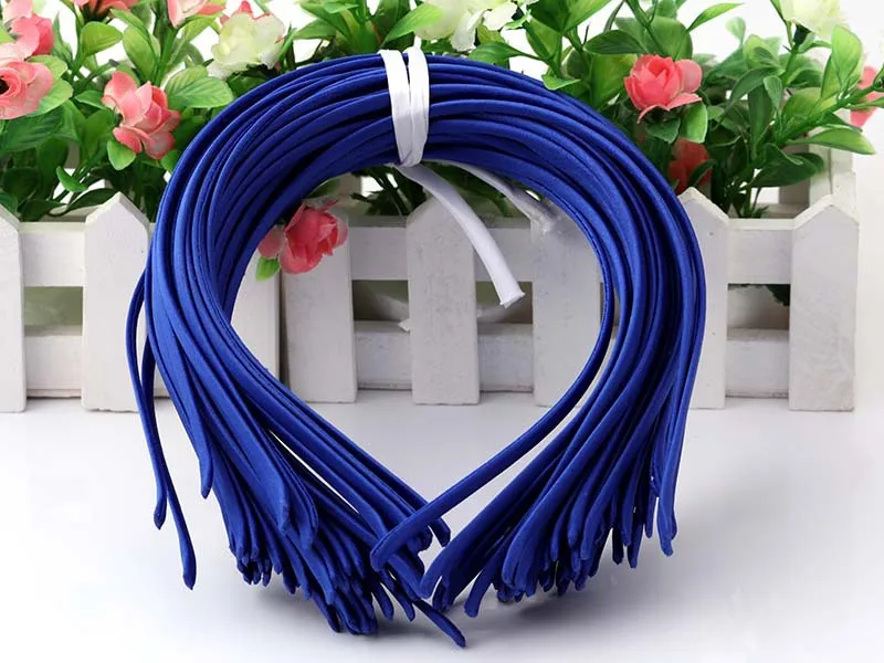 4 Royal Blue 5 шт./лот, 20 цветов, ручная работа, атласные, покрытые смолы, повязки для волос для женщин и девочек, цельная повязка для волос повязка на голову "сделай сам", детский обруч на голову - Окраска металла: 4 Royal Blue