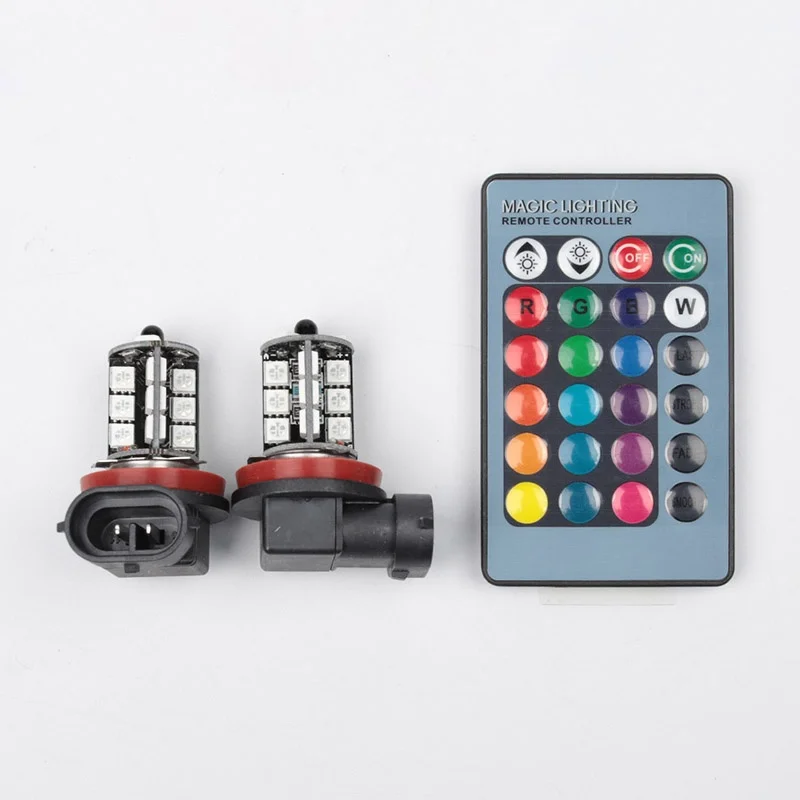 Светодиодная лампа 27SMD Blub 2x5050 RGB 9005/9006/H11/H7 автомобильная фара заднего хода