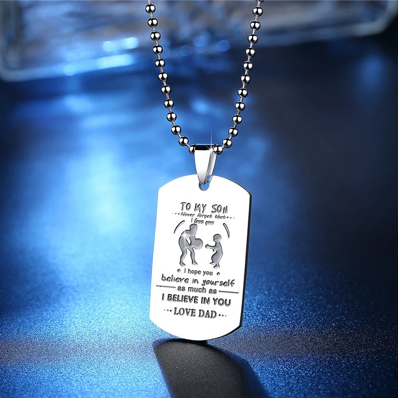 Подарок моему сыну ожерелье с кулоном из бисера нержавеющей стали серебряное для