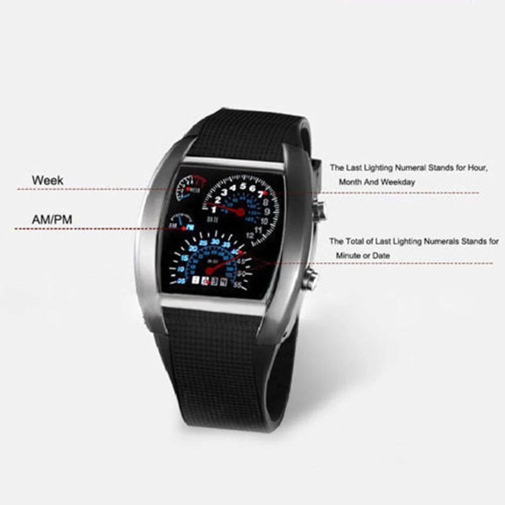 Relogio reloj мужской модный светодиодный спортивный резиновый ремешок цифровой недели Дата приборной панели шаблон циферблат часы montre homme Часы wo для мужчин