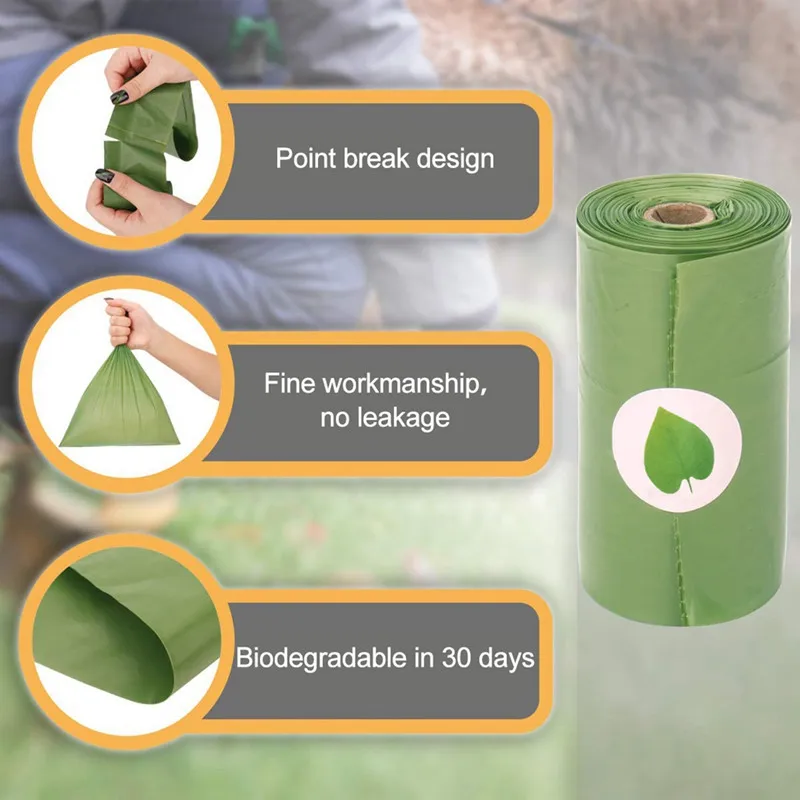 Green 1 roll Мешки для собак, экологически чистые биоразлагаемые мешки для кошек, мешки для мусора - Цвет: Green 1 roll