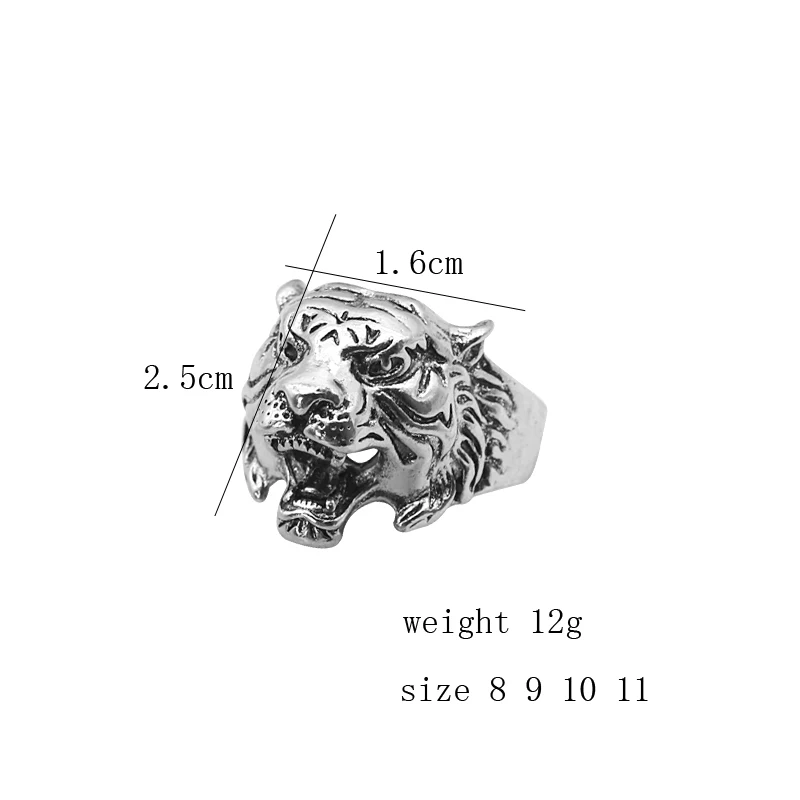 Punk Style Tiger Ring Men's Vintage Animal Hip Hop Trendy Alloy Halloween Christmas Gift Dropshipping | Украшения и