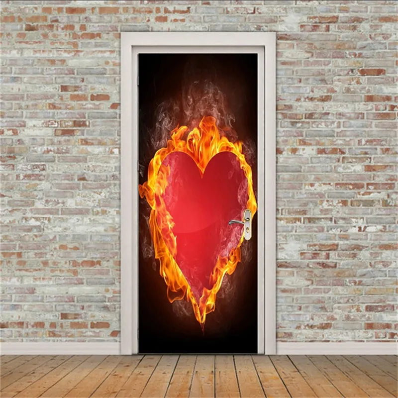 Door Stickers53 3D двери наклейки творческий наклейки на стену лотоса узор двери украшения спальня гостиная фрески плакаты обои - Цвет: Door Stickers53