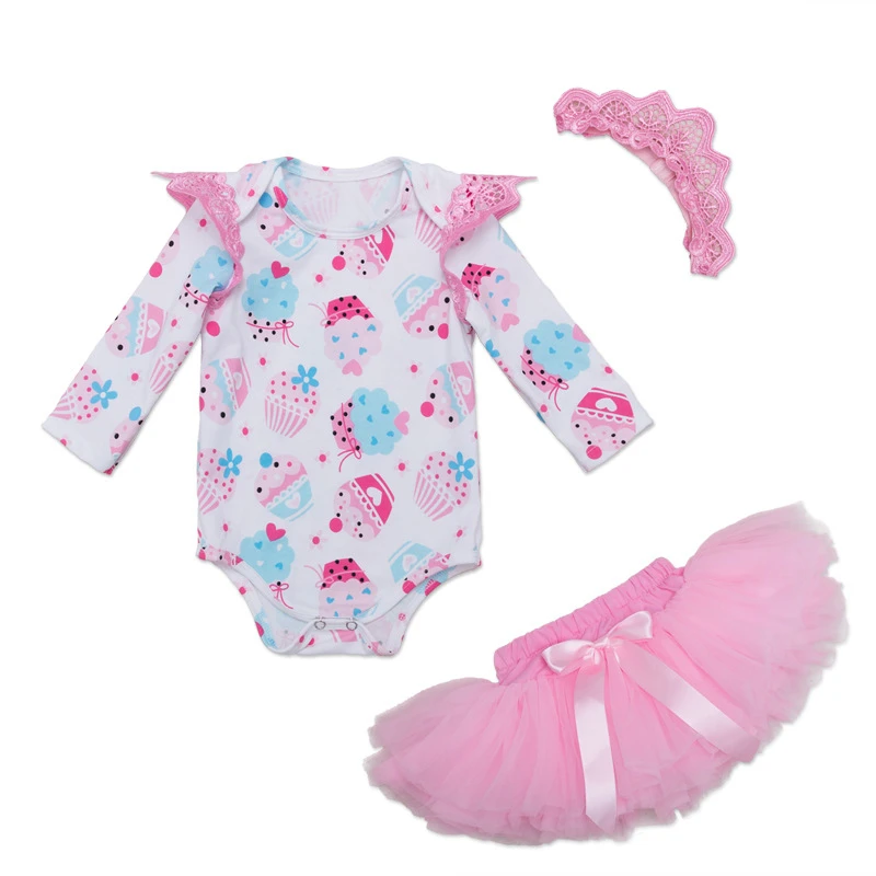

Комплекты одежды для новорожденных Нарядный комбинезон с длинными рукавами для девочек + корона + юбка-пачка + 3 предмета, одежда принцессы д...