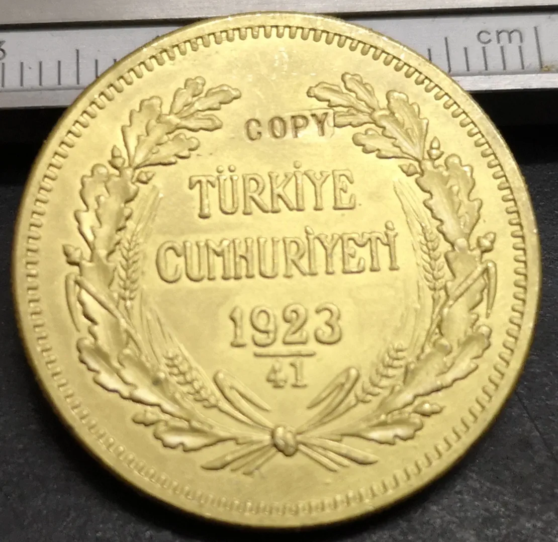 1923/41 Турция 250 курус 22K позолоченная монета- точная копия