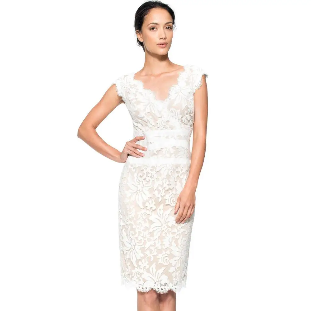 2014 Europe station deep sex V-neck women sleeveless summer desigual lace Slim office lady dress embroidered edge | Женская одежда