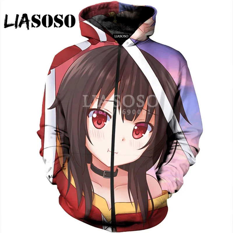 LIASOSO 3DPrint для женщин и мужчин KonoSuba God's Blessing On This Wonderful World пуловер с капюшоном