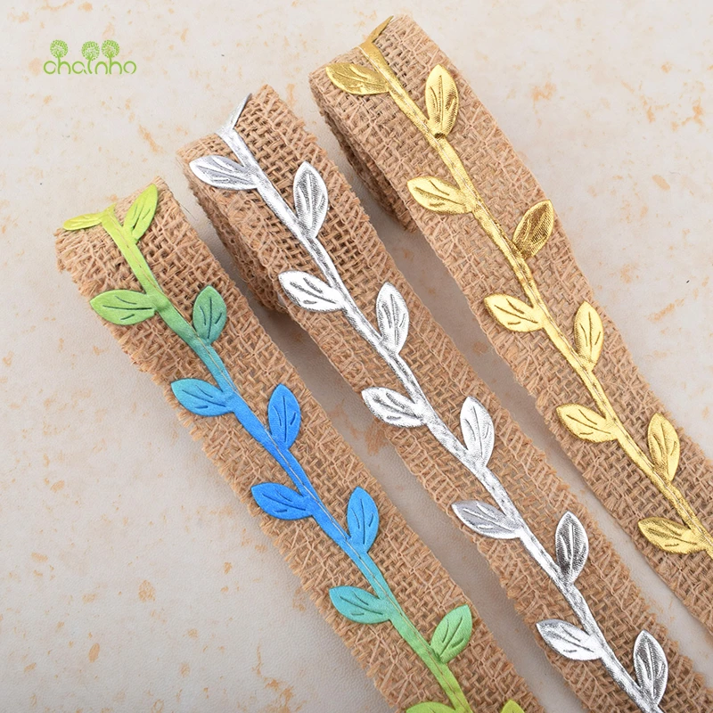 

Chainho,Burlap Ribbon,2 Meter/Pcs, Decorative Leaves,DIY Handmade/Wedding Party/Crafts & Gift Packing Decoration Material,HB075