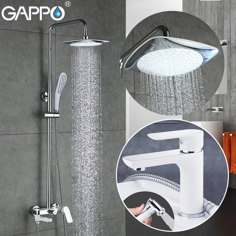 

GAPPO shower system wall mounted waterfall shower heads rain shower system bathtub faucets for bathroom Rainfall Mixers