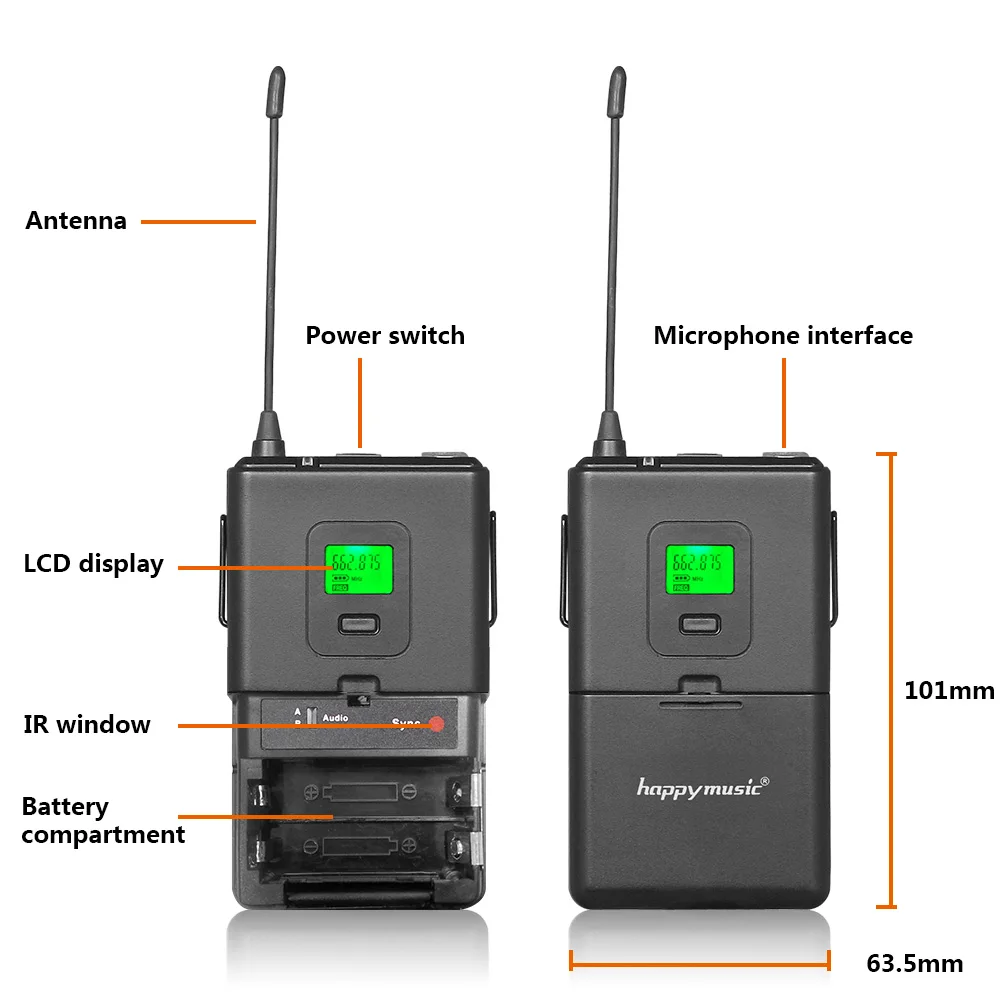 Двухканальная Профессиональная Беспроводная микрофонная система UHF для караоке