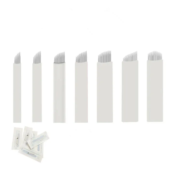 100 штук лезвий для мануального татуажа бровей иглы Перманентный макияж 7 9 11 12 и 14