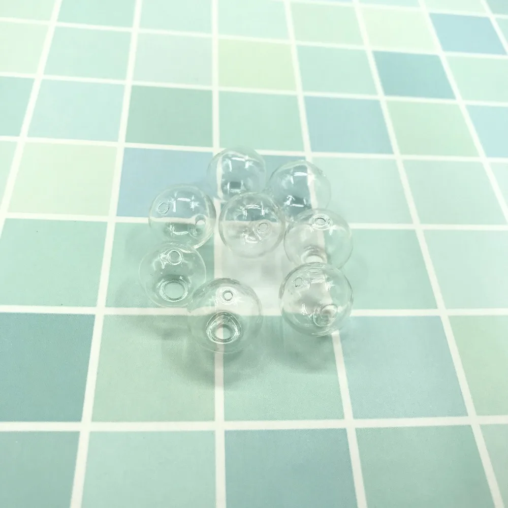 5 шт./лот 14 мм пустой прозрачный полый стеклянный шар с двойным отверстием круглый