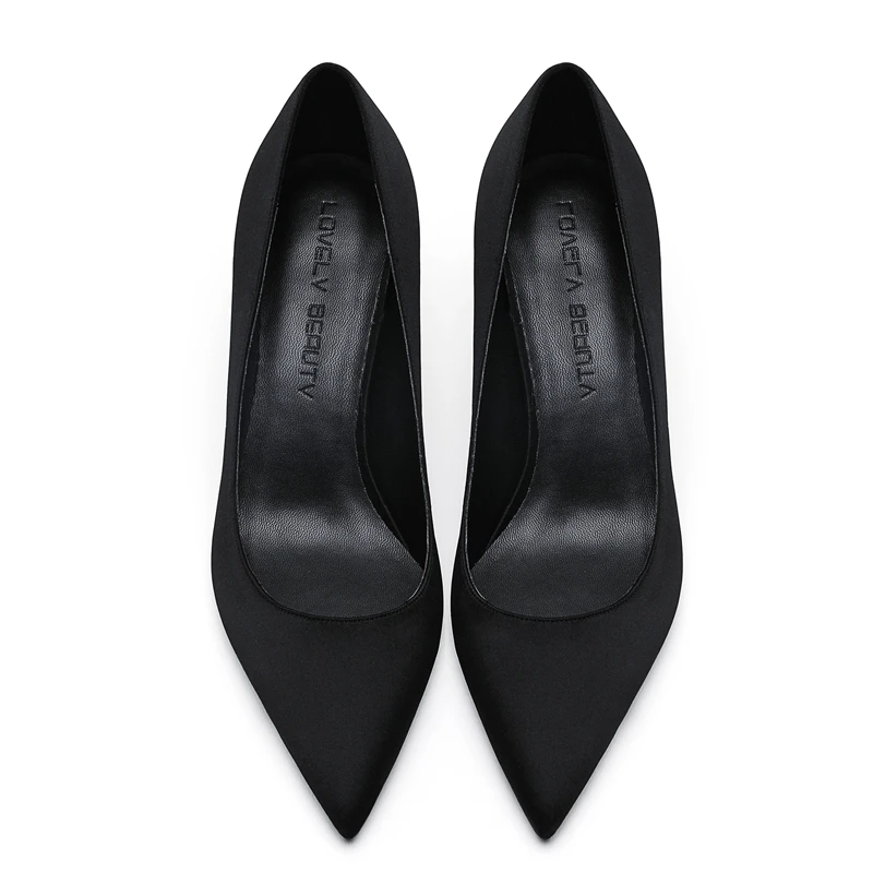 10cm Heel Height Новые женские брендовые туфли-лодочки с острым носком на тонком каблуке; офисные женские шелковые туфли; женские весенние туфли-лодочки для работы; большие размеры 34-40; F0041 - Цвет: 10cm Heel Height