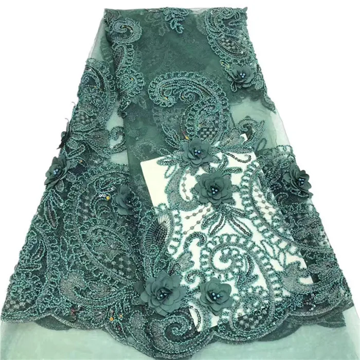 Дубай вышитая темно-синяя аппликация кружевная ткань с бусинами