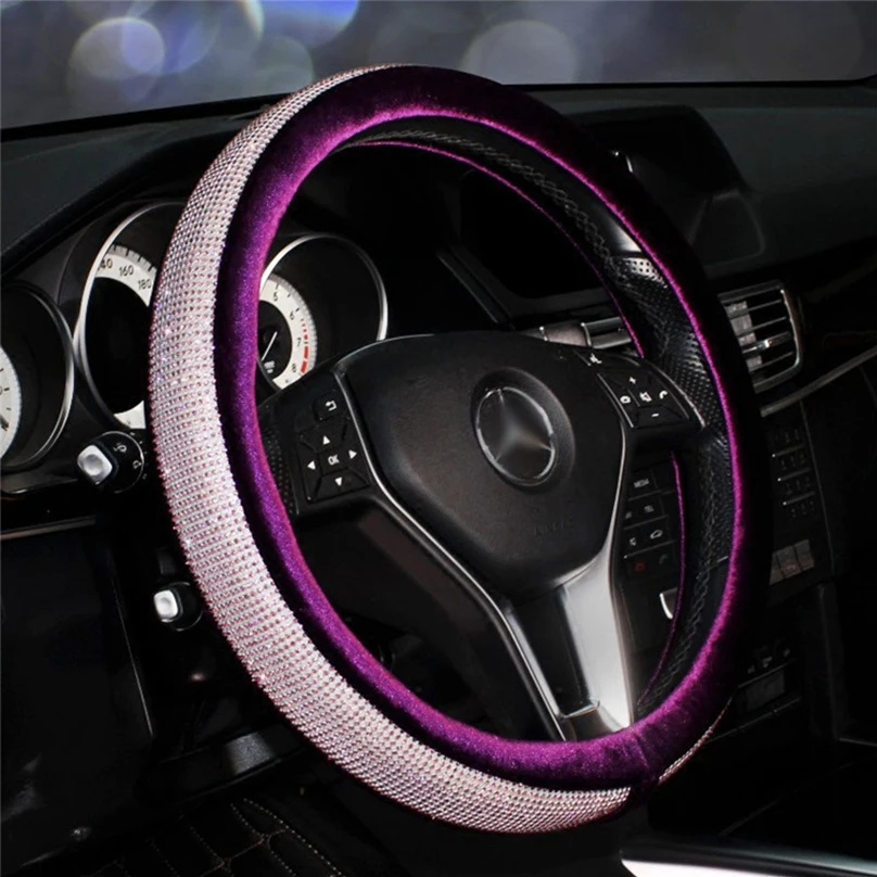 Стразы чехол на руль автомобиля с кристаллами плюшевый Универсальный бриллиант