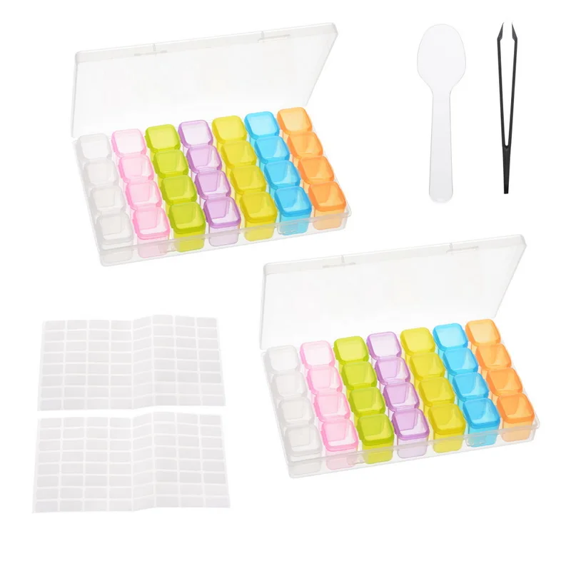 6pcs colorful LASPERAL мульти-сетка Алмазная вышивка коробка для хранения чехол стежка инструментов ящики-органайзеры Diamond аксессуары для рисования - Цвет: 6pcs colorful