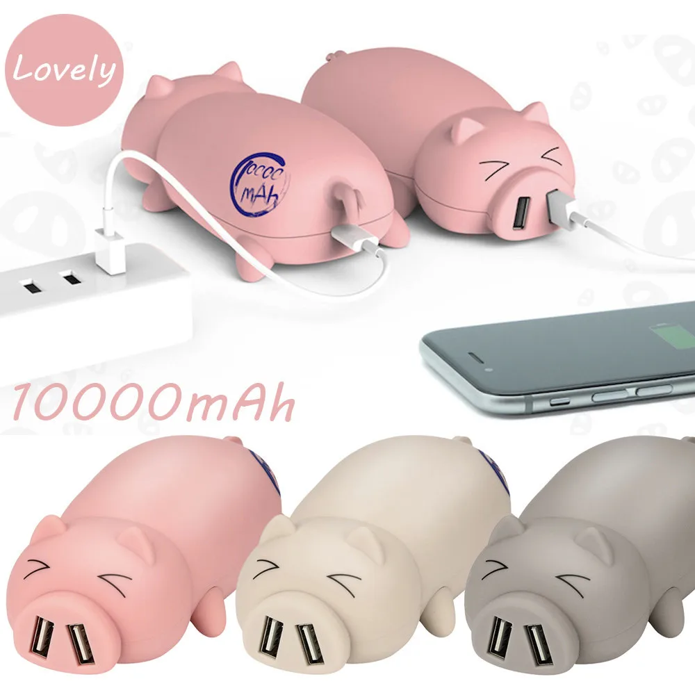 Очаровательная Копилка Дизайн Портативный двойной USB порт банк питания 10000 мАч для Iphone Быстрая зарядка Мобильная Внешняя батарея