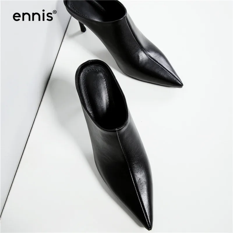 ENNIS/ г.; пикантные женские шлепанцы на высоком каблуке; весенние туфли без задника из натуральной кожи; Модные женские офисные туфли онлайн; M843