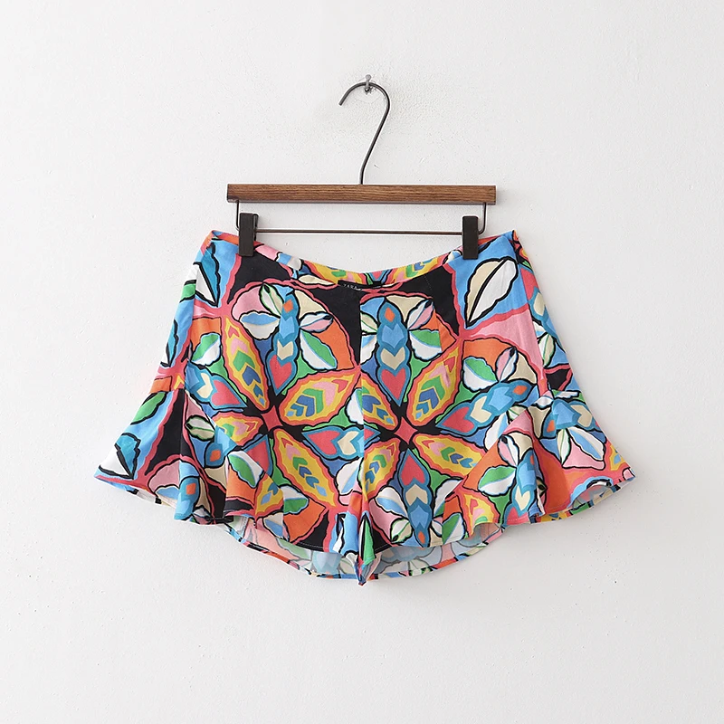 2018 летний комплект с шортами повседневный Женский 2 шт. принтом топ глубоким v