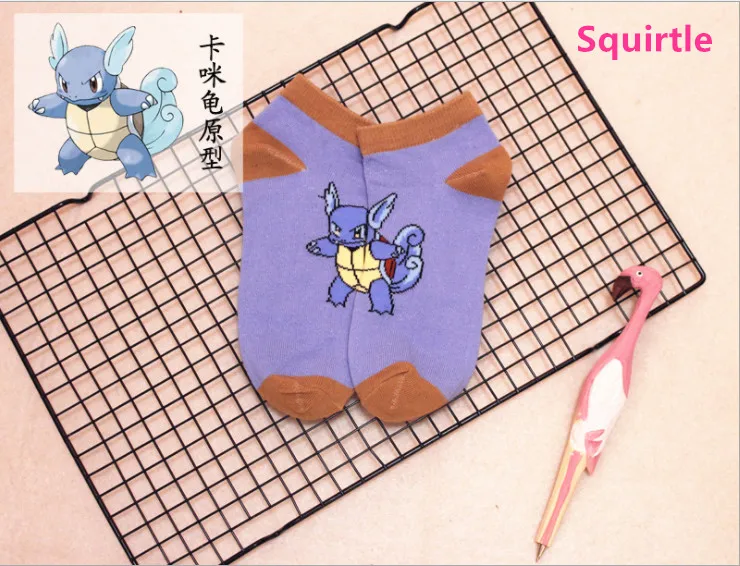Squirtle Гольфы «Pokemon GO» для женщин и мужчин, носки для костюмированной вечеринки с изображением Пикачу из мультфильма «Pokemon GO», «Super Mario Donkey Kong Mario Bros», повседневные носки - Цвет: Squirtle