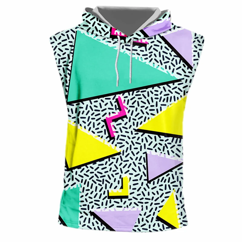 OGKB Мужской Топ без рукавов с круглым вырезом и геометрическим 3D принтом