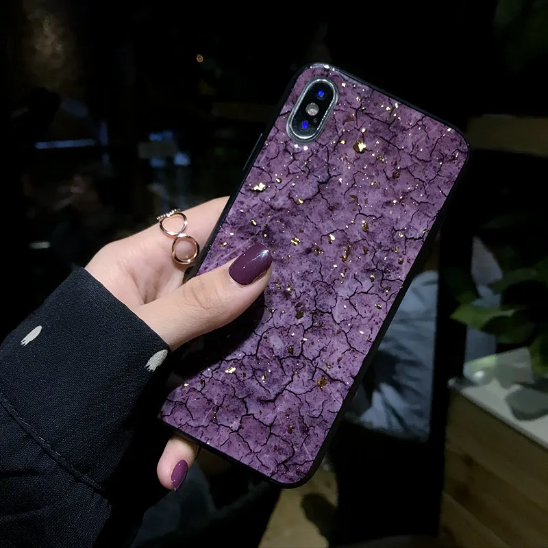 Роскошный блестящий золотой чехол из фольги для iPhone X XS Max XR мраморный телефона 7 8 6