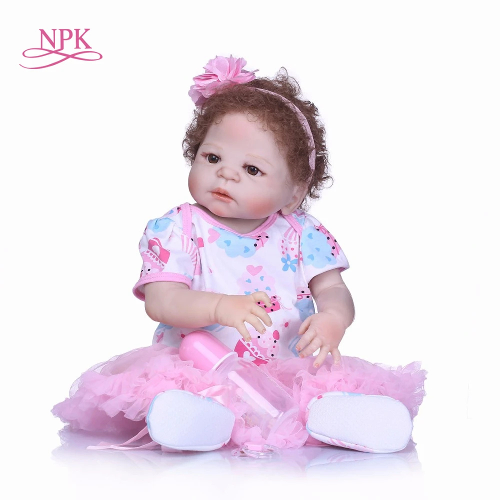 Реалистичная виниловая кукла Спящая NPK 22 дюйма полностью силиконовая