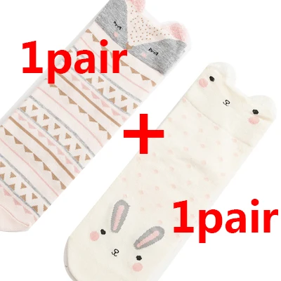2 pair stlye 15 Милые женские носки с рисунками из мультфильмов; высококачественные хлопковые носки с рисунками животных; сезон осень-зима; теплые носки для женщин и девочек; Художественные носки; Calcetines Mujer - Цвет: 2 pair stlye 15