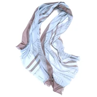 100goat cashmere women fashion striped printed thin scarfs shawl pashmina sky blue 3color small tassel 70x200cm