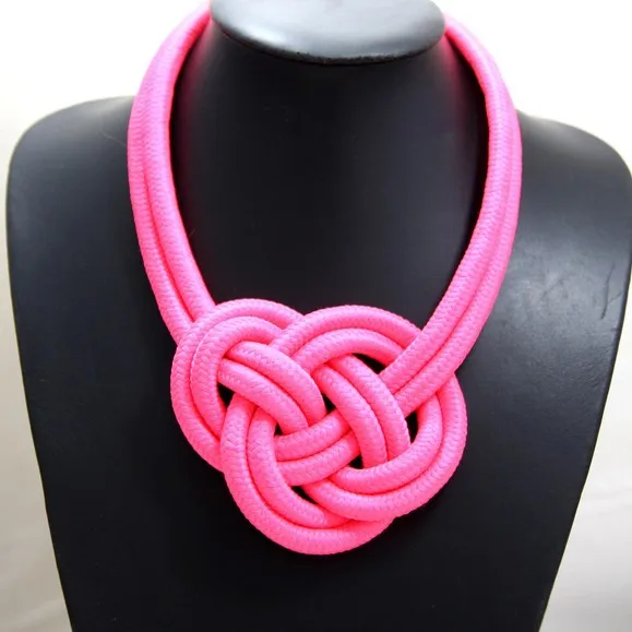 Толстое трикотажное ожерелье ANL0192 (1) 14 видов цветов неоновый цвет|knot necklace|fashion