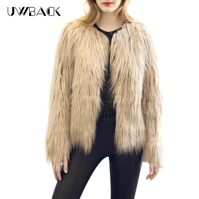 Uwback Мех животных пальто Для женщин Искусственный мех Новинка 2017 года зимние Femme